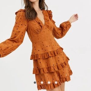 ASOS DESIGN broderie tiered mini tea dress